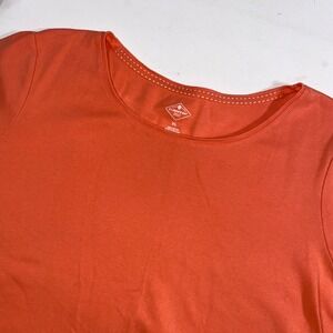 St John's Bay Women's Orange Cotton V-Neck Short Sleeve T-Shirt XL‎